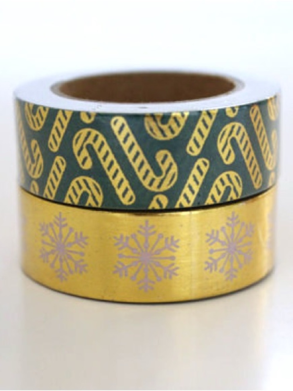 Decorative Washi Tape Set - Gold Snowflake & Green Candy Cane